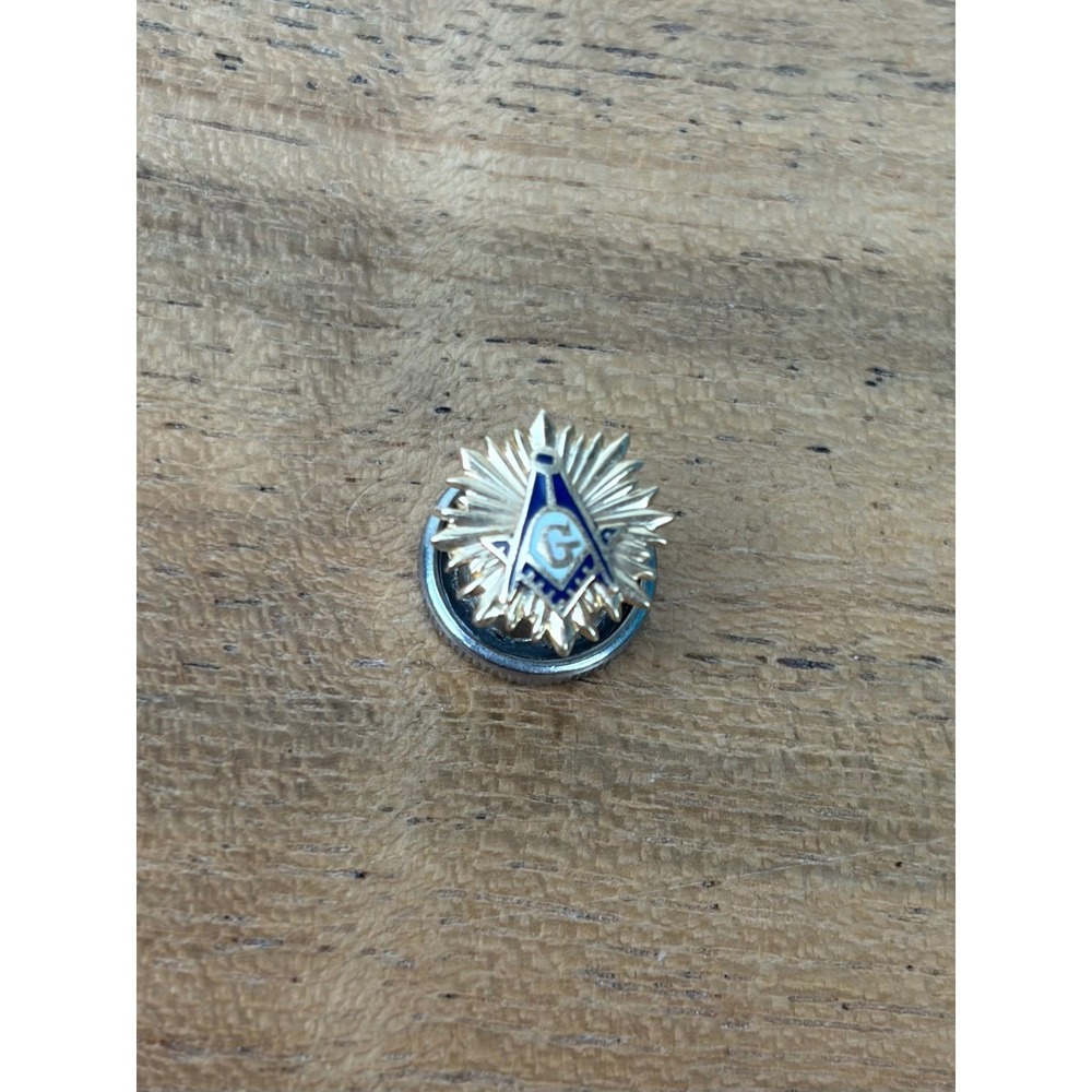 Masonic Lapel Pin Gold 10K Vintage Sunburst Screw Back Fraternal G Tie Tack